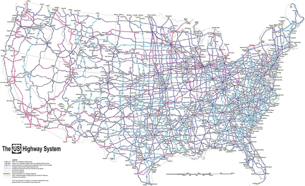 Map Of The Us Highway System